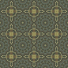 Fototapeta na wymiar Kaleidoscopic seamless pattern with abstract colored ornament and tapestry texture for wallpaper, fabric, textile.