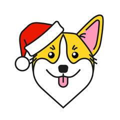 Cute corgi dog in santa claus hat