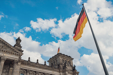 German flag and Reichstag building