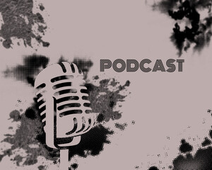 retro microphone podcast background