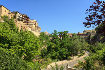 Hanging houses of Cuenca, Spain (casas colgadas) overlooking the canyon (Hoce) of the Hu&eacute;car river. 