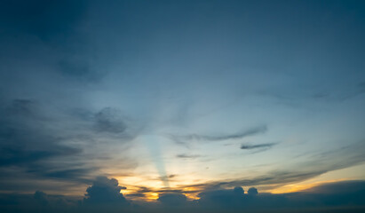 Dramatic of sunset and dark clouds, Colorful of sunrise