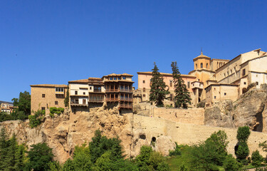 Fototapeta premium Hanging houses of Cuenca, Spain (casas colgadas) overlooking the canyon (Hoce) of the Huécar river. 