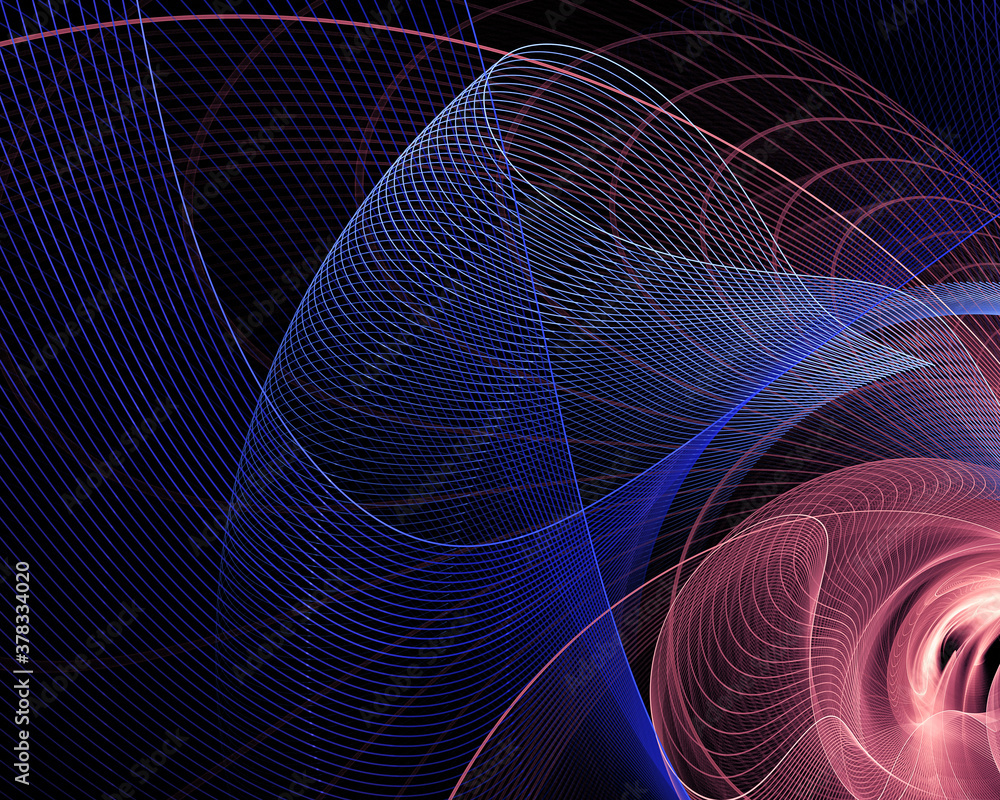 Poster abstract fractal background with parallel, wavy and curved lines. the lines form a network. abstract
