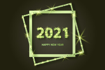 2021 Happy new year greeting banner. New Year 2021 with Shining, golden and glitter texture vector eps 10 illustration