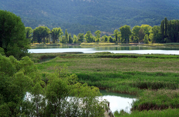 Lake of Uña in Serrania de Cuenca natural park, province of Cuenca, Spain 