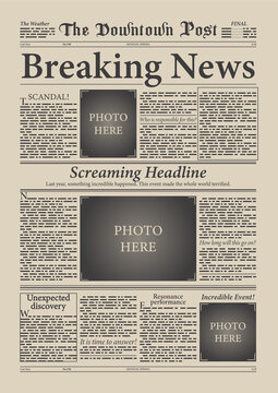 Old Newspaper Page, Breaking News Newsletter Template