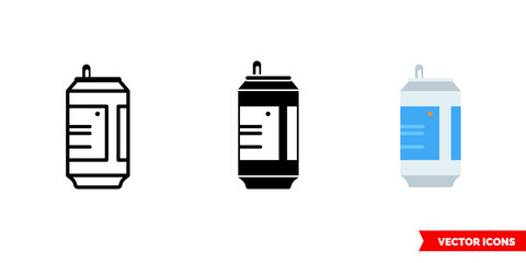 Can symbol icon of 3 types color, black and white, outline. Isolated vector sign symbol.