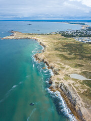 French Brittany coastline from the sky / Quiberon Côte Sauvage