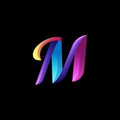 Obraz premium initial letter m logo with gradient vibrant colorful glossy