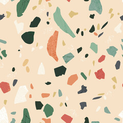 Cotton fabric Trendy vector terrazzo abstract background for prints, textile, home decore, wallpaper, tile, flooring. Seakless pattern in italian or venetian classic style