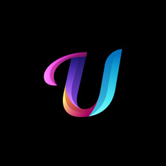 initial letter u logo with gradient vibrant colorful glossy © liarocer