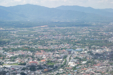 Landscape from the window view on airplane