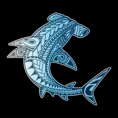 Tribal Hammerhead tattoo illustration