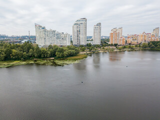 Obraz premium Aerial view of the Dnieper River in Kiev.