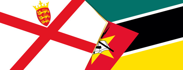 Jersey and Mozambique flags, two vector flags.