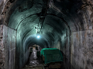 Naklejka premium Old abandoned bunker in the woods. Military Fort. military defensive fortifications. fort number 7. Vladivostok. Russia.