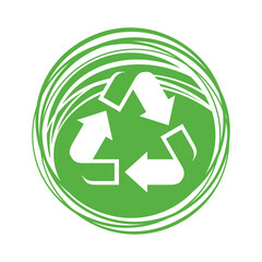 Recycling sign - zero waste or biodegradable icon in green creative style - isolated vector emblem