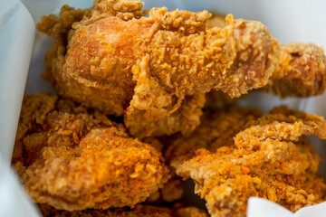 A delicious golden American fried chicken
