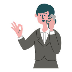 スーツ　携帯電話　スマホ  女性　士業　いいね
