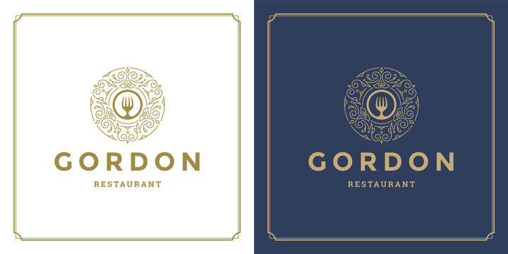 Restaurant logo design vector illustration forks silhouette good for restaurant menu and cafe badge