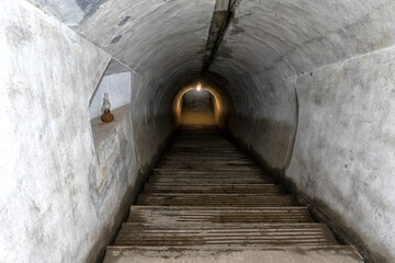 Old abandoned bunker in the woods. Military Fort. military defensive fortifications. fort number 7. Vladivostok. Russia.