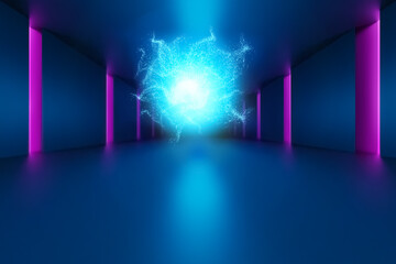 Abstract tunnel, modern background. 3D render illustration