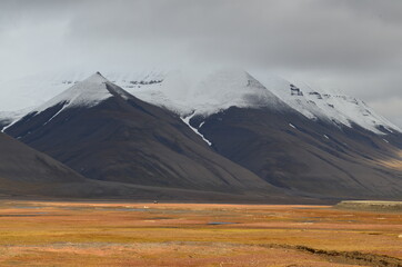 Fototapeta premium View from Svalabard, Norway in summer. Warmer arctic summers.