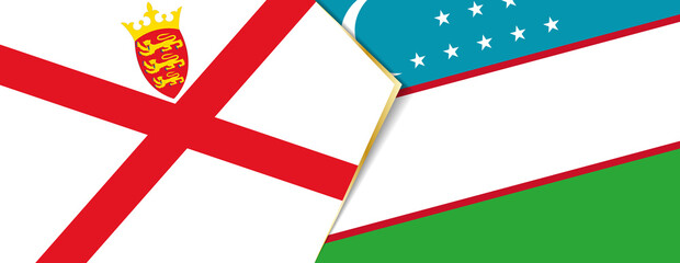 Jersey and Uzbekistan flags, two vector flags.