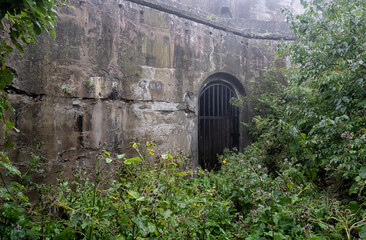 Old abandoned bunker in the woods. Military Fort. military defensive fortifications. fort number 7. Vladivostok. Russia.