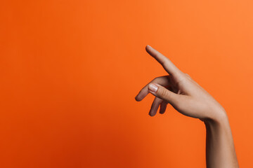 Woman's hand pointing away isolated