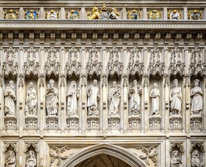 westminster abbey facade close up in london