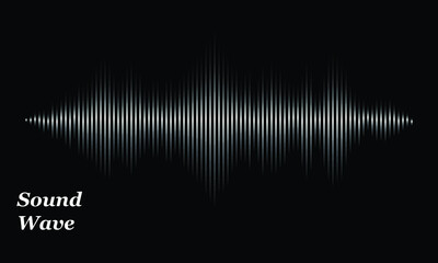 Vector sound wave. Abstract music pulse background. Audio track wave graph of frequency isolated on black background.