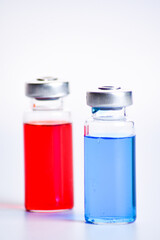 Copy space vials for vaccine injection, to be filled in syringes for medical Treatment.