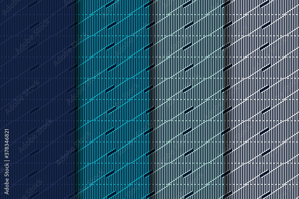 Poster Set of abstract geometric line pattern design template use any variation blue colors.
