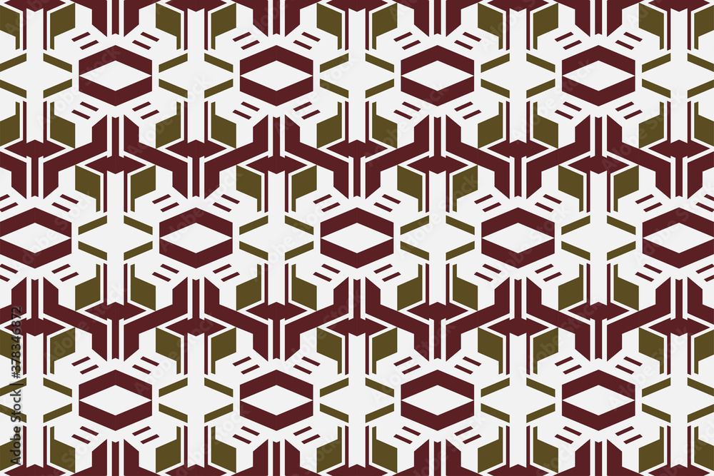 Poster abstract geometric pattern use combination of dark red and gold colors element isolated on grey back