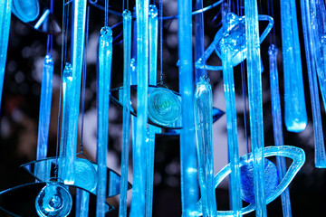 Blue light artistic decoration elements with light.