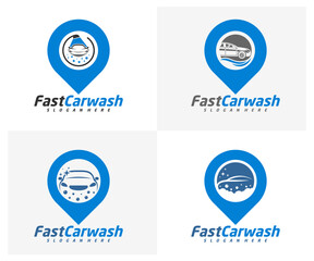 Set of Car Wash logo designs concept vector, Automotive Cleaning logo template