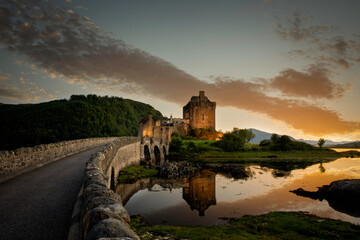 sunset at Eilean Donan Castle, highlands, Scotland. © cliff