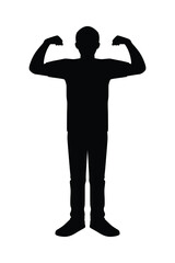 Standing man silhouette vector on white background, simple people concept..
