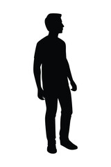 Standing man silhouette vector on white background, simple people concept..