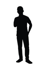 Standing man silhouette vector on white background, simple people concept..