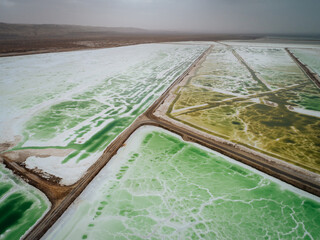 Aerial view of beautiful salty lake