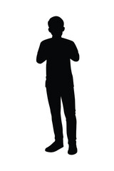Standing man silhouette vector on white background, simple people concept..