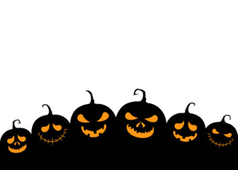 Halloween pumpkins. Funny evil jack-o-lantern silhouettes. Vector illustration