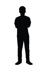 Standing man silhouette vector on white background, simple people concept..