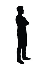 Obraz premium Standing man silhouette vector on white background, simple people concept..