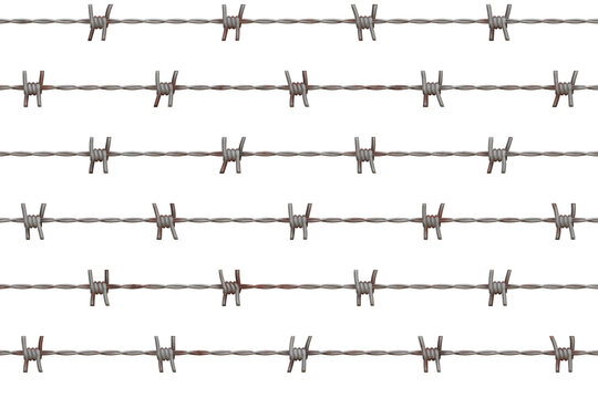 Image of barbed wire on white background