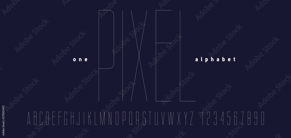 Fototapete vector font in thin line style. minimalistic light alphabet. decorative sans serif typeface.