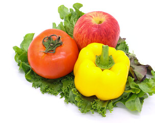 Mixed fruits, tomatoes, peppers Green leafy vegetables and apples